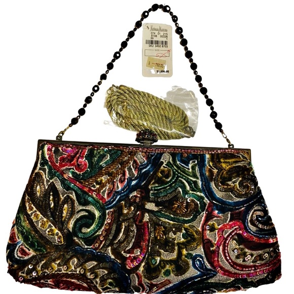 Y2K LARISA BARRERA Couture Evening Jeweled Sequin Beaded Handbag NWT - Picture 2 of 11